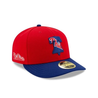 Red Philadelphia Phillies Hat - New Era MLB Batting Practice Low Profile 59FIFTY Fitted Caps USA6951438